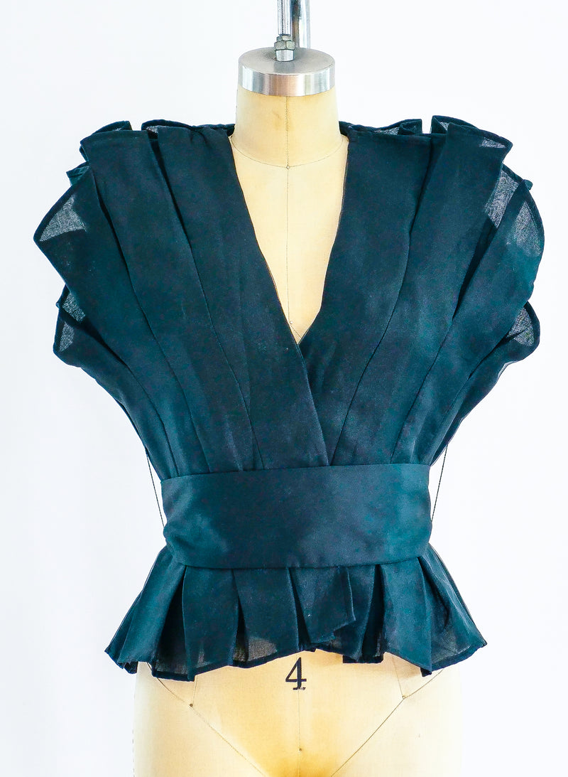1980's Architectural Pleated Sleeveless Top Top arcadeshops.com