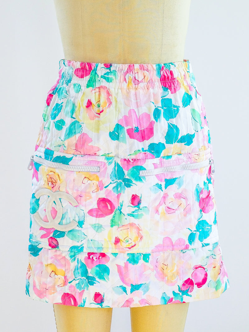 Chanel Quilted Floral Mini Skirt Dress arcadeshops.com