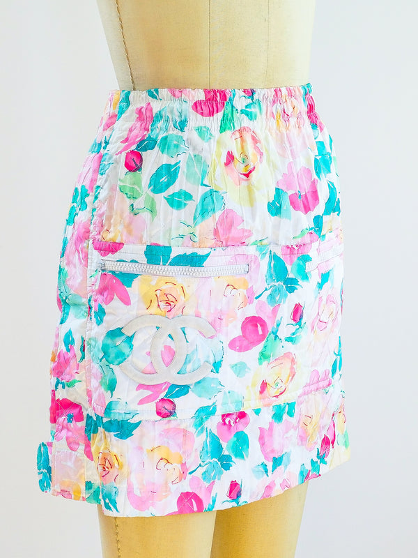 Chanel Quilted Floral Mini Skirt Dress arcadeshops.com