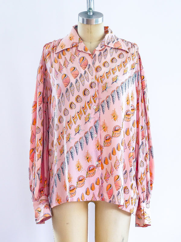 1970's Valentino Seashell Print Shirt Top arcadeshops.com