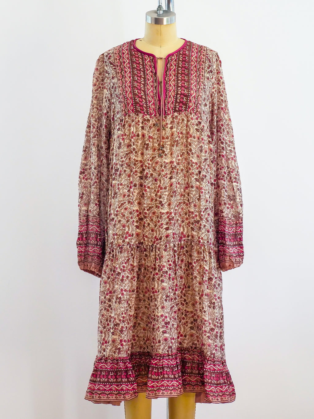 1970's Block Print Cotton Gauze Indian Dress 1970's Block Print Cotton Gauze Indian Dress