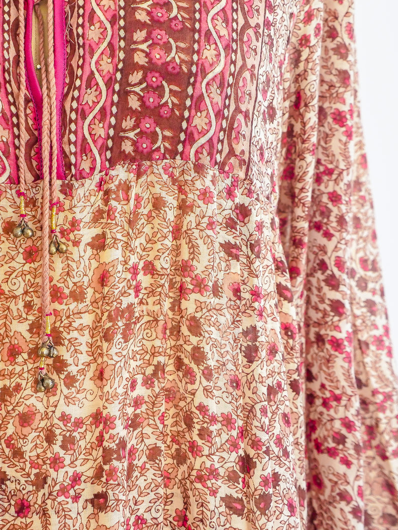 1970's Block Print Cotton Gauze Indian Dress Dress arcadeshops.com