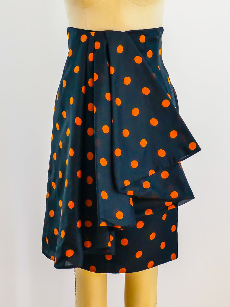 Christian Dior Couture Polka Dot Pleat Front Skirt Dress arcadeshops.com