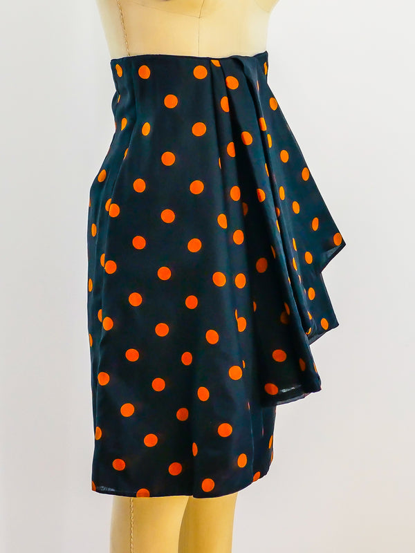 Christian Dior Couture Polka Dot Pleat Front Skirt Dress arcadeshops.com