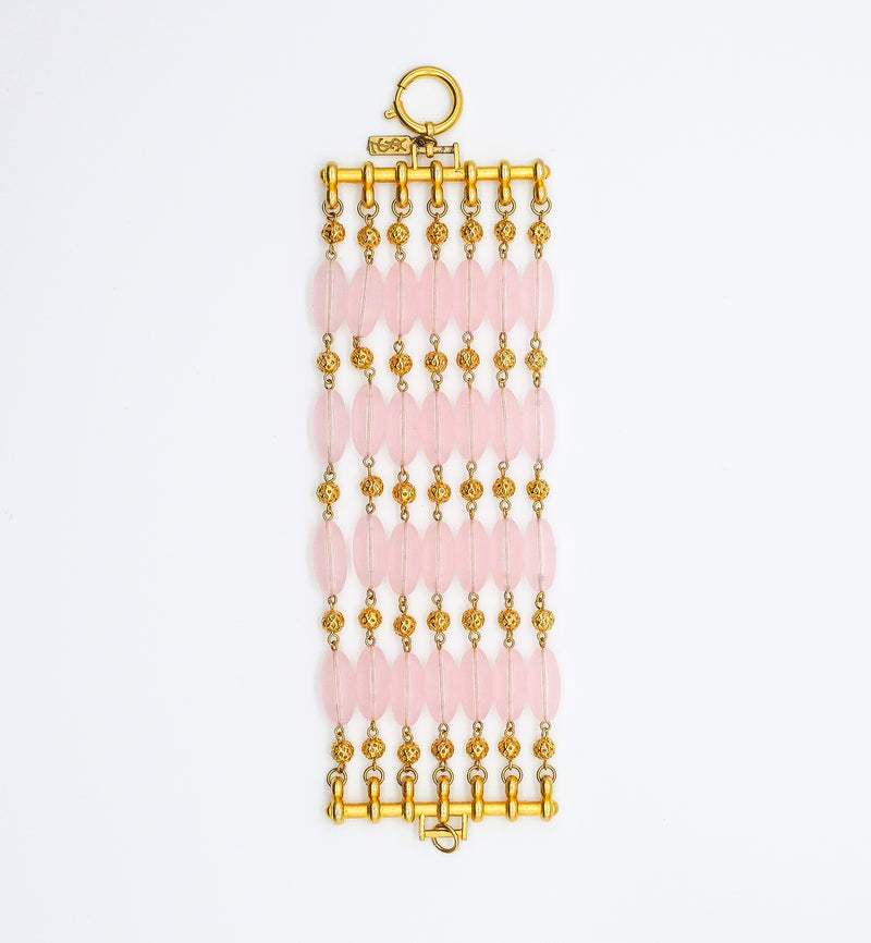 Yves Saint Laurent Pink Bead Chain Bracelet Jewelry arcadeshops.com