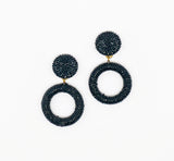 Black Beaded Hoop Earrings Jewelry arcadeshops.com
