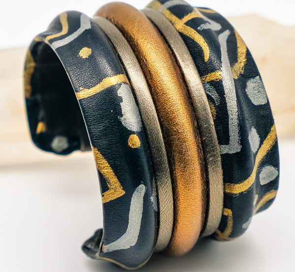 Hand Painted Leather Wrap Cuff Bracelet Jewelry arcadeshops.com