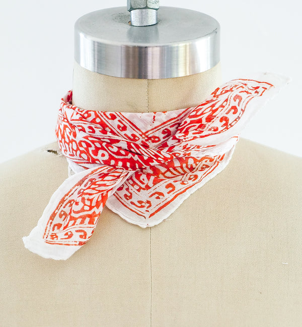 Red Paisley Block Print Indian Handkerchief Accessory arcadeshops.com