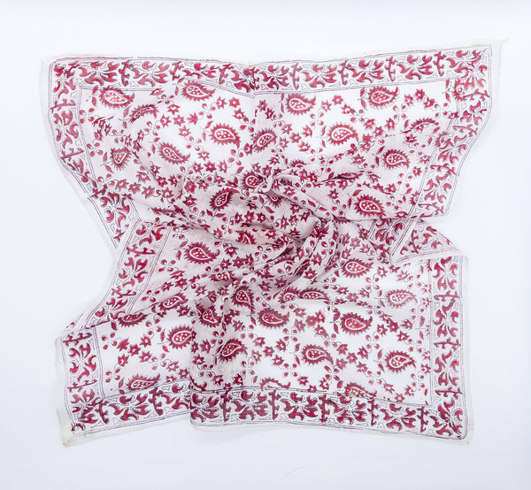 Floral Block Print Indian Handkerchief Accessory arcadeshops.com