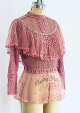 Pink Crochet Victorian Inspired Top Top arcadeshops.com