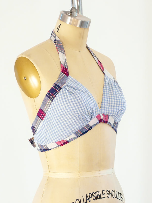 Gingham Cotton Halter Top arcadeshops.com