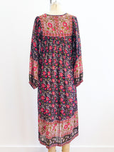 1970's Floral Cotton Gauze Indian Dress Dress arcadeshops.com