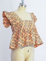 Floral Print Babydoll Crop Top Top arcadeshops.com