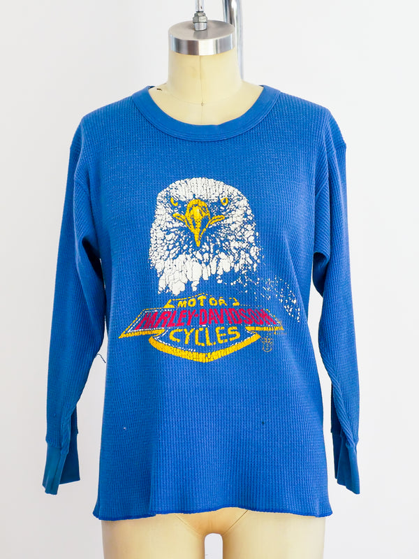 Harley Davidson Eagle Graphic Indigo Thermal T-shirt arcadeshops.com