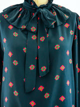 Yves Saint Laurent Floral Silk Blouse Top arcadeshops.com