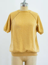 Beige Short Sleeved Sweatshirt Top arcadeshops.com