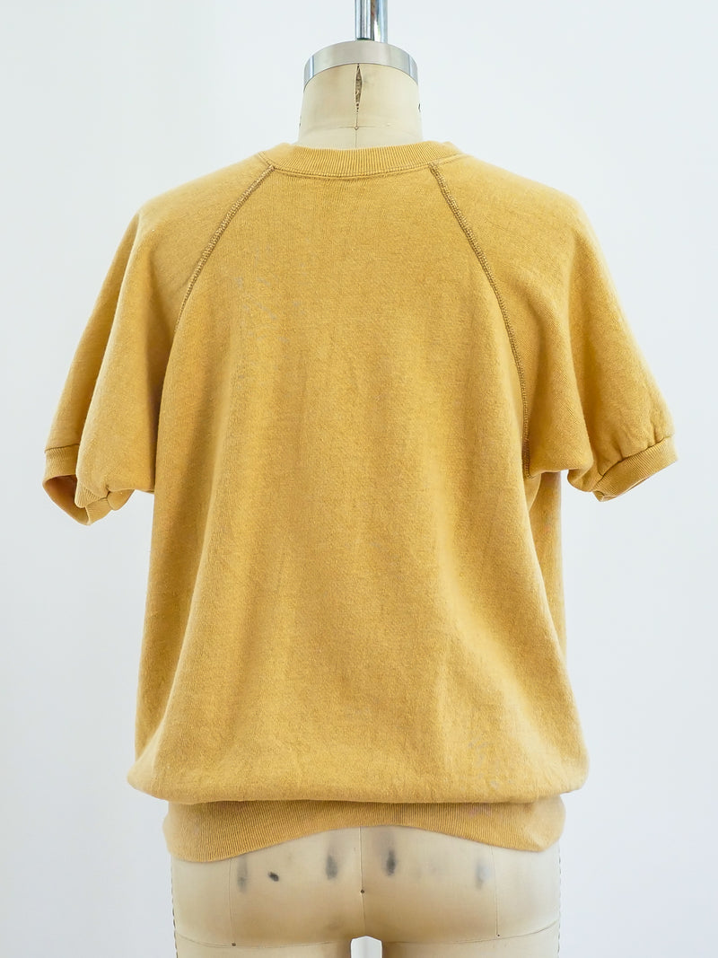 Beige Short Sleeved Sweatshirt Top arcadeshops.com