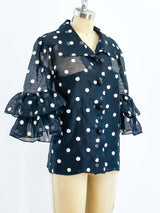 Yves Saint Laurent Ruffle Polka Dot Top Top arcadeshops.com