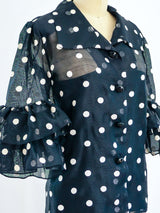 Yves Saint Laurent Ruffle Polka Dot Top Top arcadeshops.com