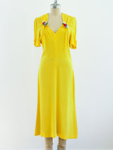 Ossie Clark Yellow Moss Crepe Dress Dress arcadeshops.com