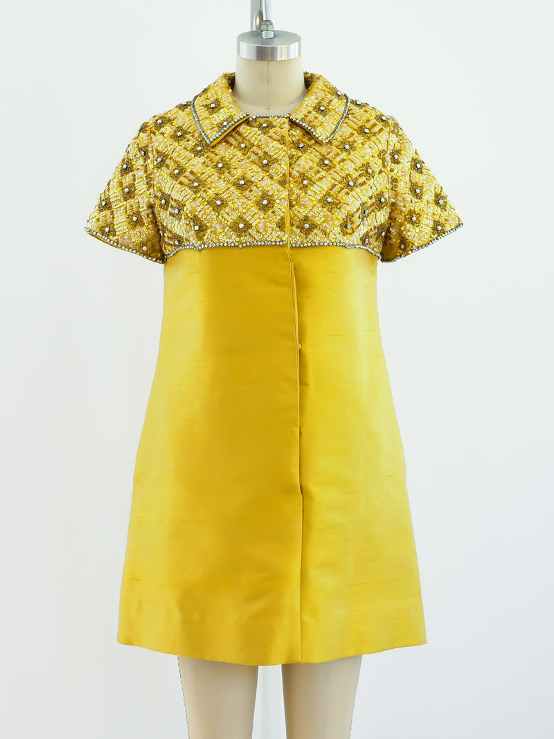 1960s Embellished Raw Silk Dress Dress arcadeshops.com
