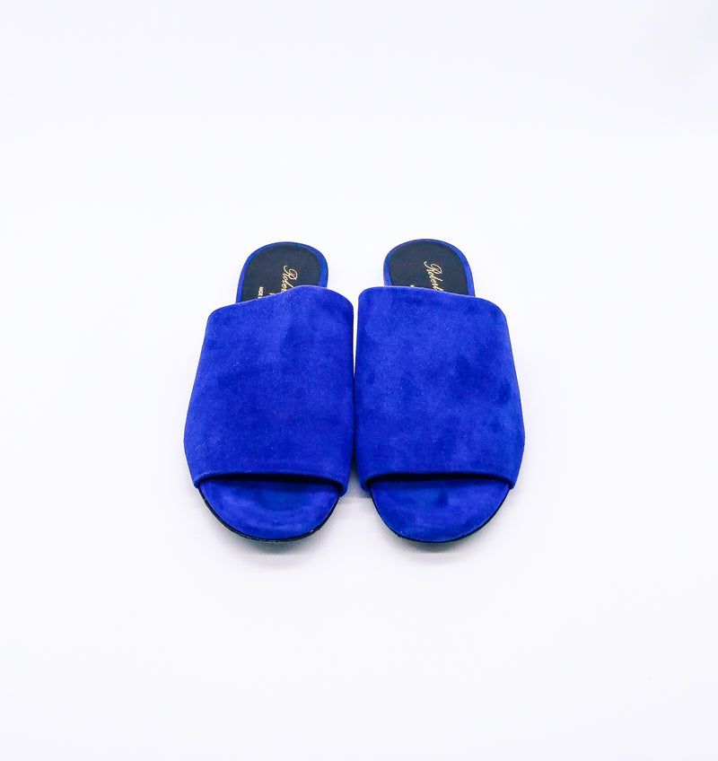 Robert Clergerie Blue Suede Slide Sandals, 37.5 Accessory arcadeshops.com