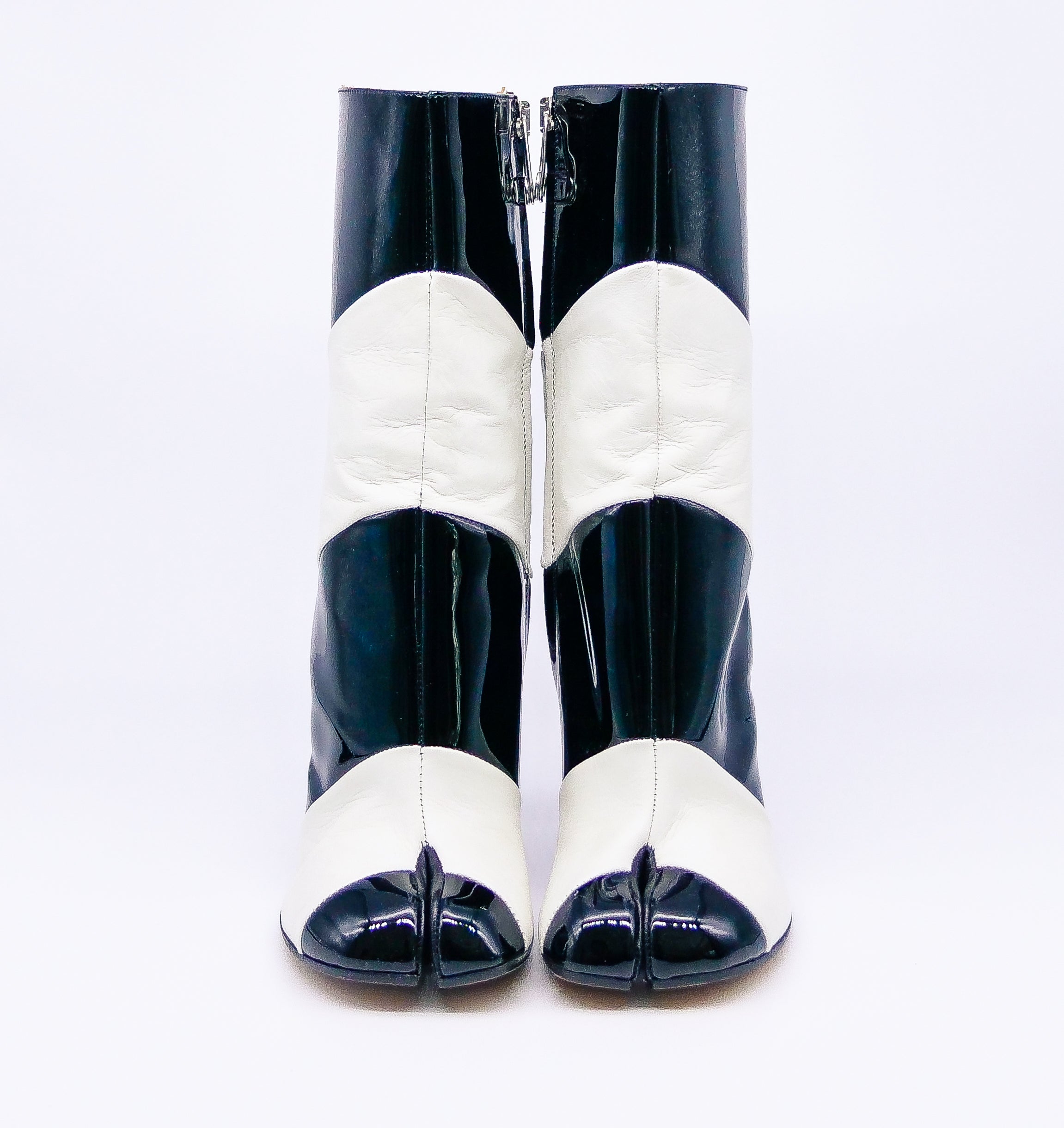 Margiela Striped Stiletto Tabi Boots, 36.5