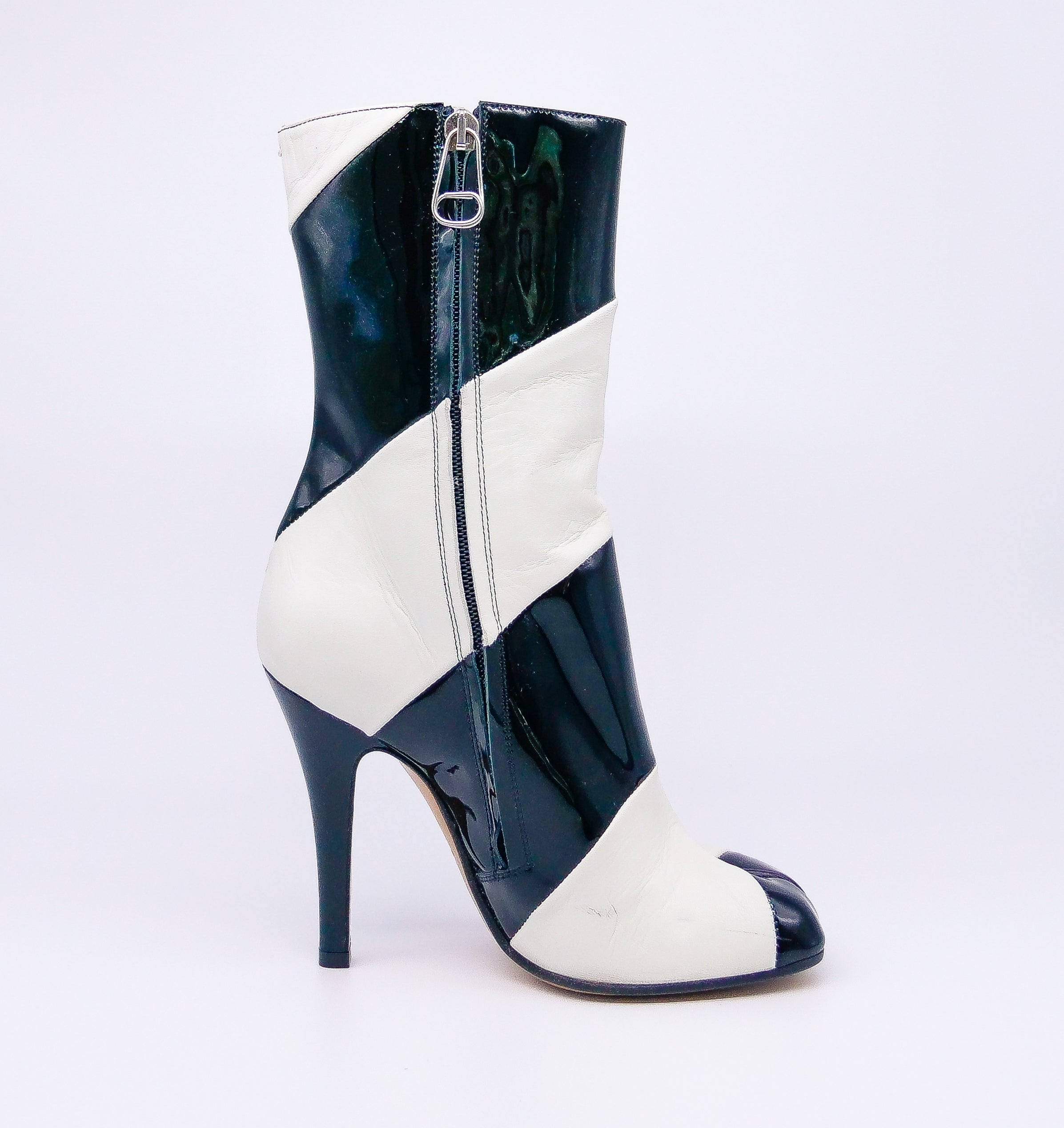 Margiela Striped Stiletto Tabi Boots, 36.5