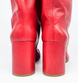 Margiela Red Leather Drawstring Tabi Boots, 39.5 Accessory arcadeshops.com