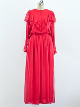 Christian Dior Red Silk Two Piece Set Dress arcadeshops.com
