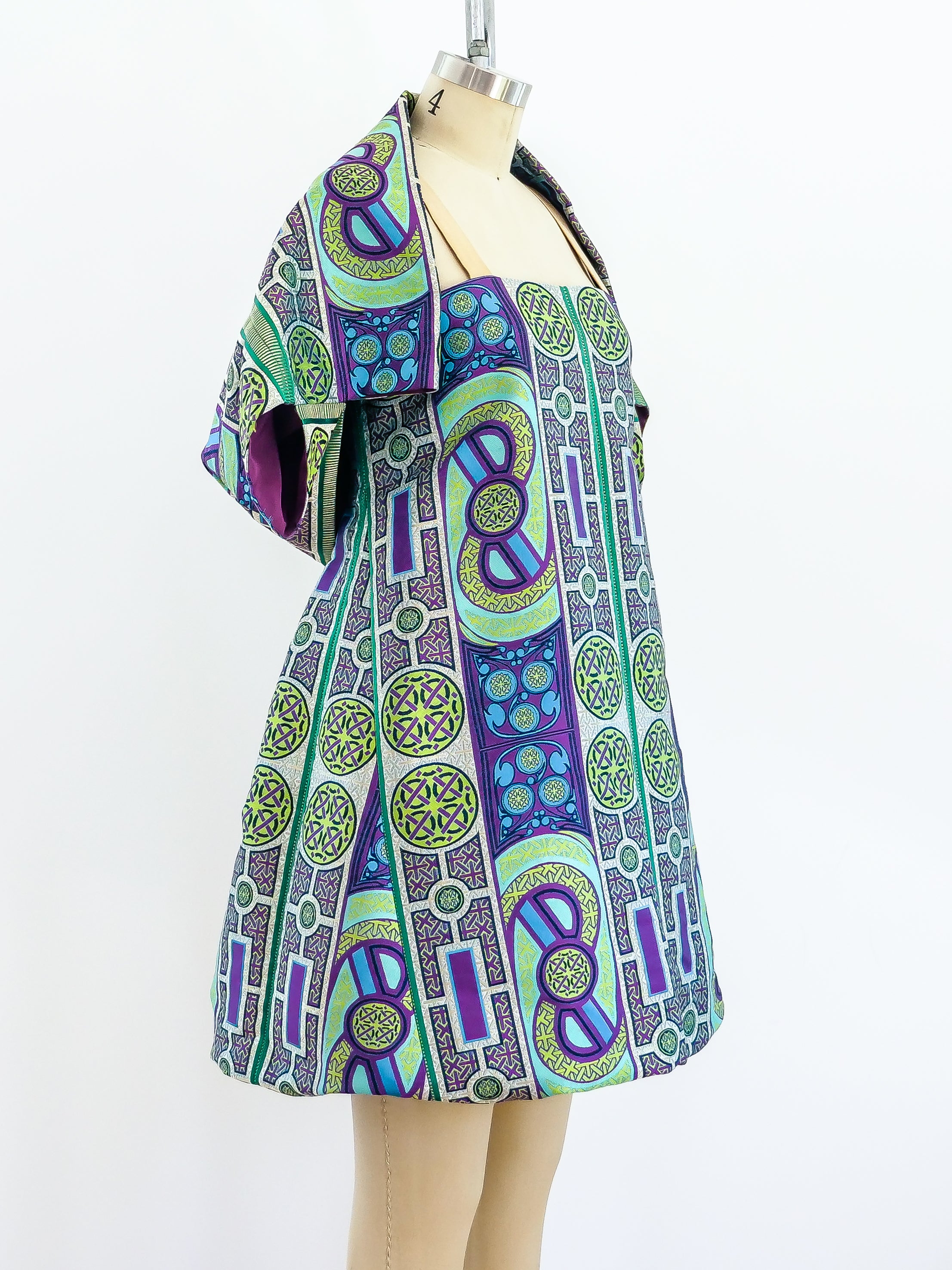 Issey Miyake Brocade Bubble Dress with Shrug