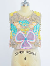 Pastel Floral Crochet Crop Top Top arcadeshops.com