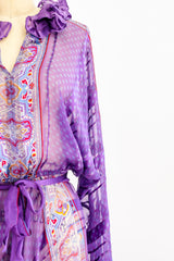 Silk Chiffon Purple Printed Dress Dress arcadeshops.com