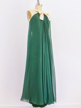 Silk Chiffon Gown with Satin Bow Dress arcadeshops.com
