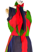 Pauline Trigere Colorblocked Chiffon Tank Dress Dress arcadeshops.com