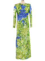 Yves Saint Laurent Metallic Floral Gown Dress arcadeshops.com