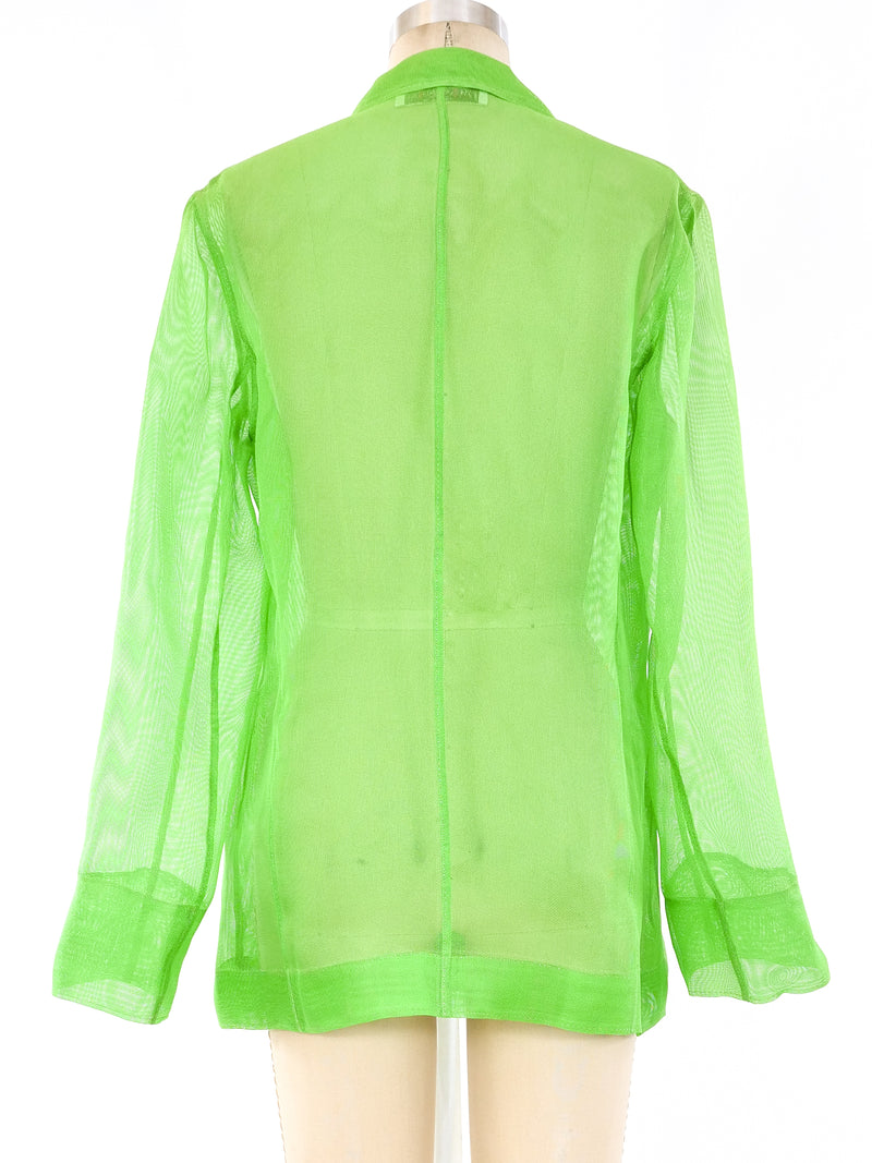 Yves Saint Laurent Kelly Green Mesh Blazer Jacket arcadeshops.com
