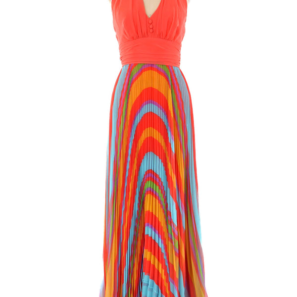 Rainbow pleated maxi dress discount