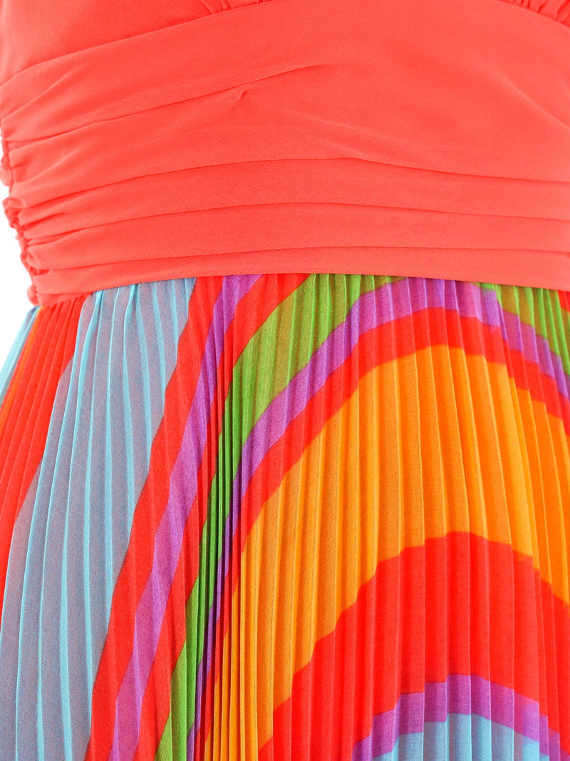 Rainbow Pleated Maxi Dress Dress arcadeshops.com