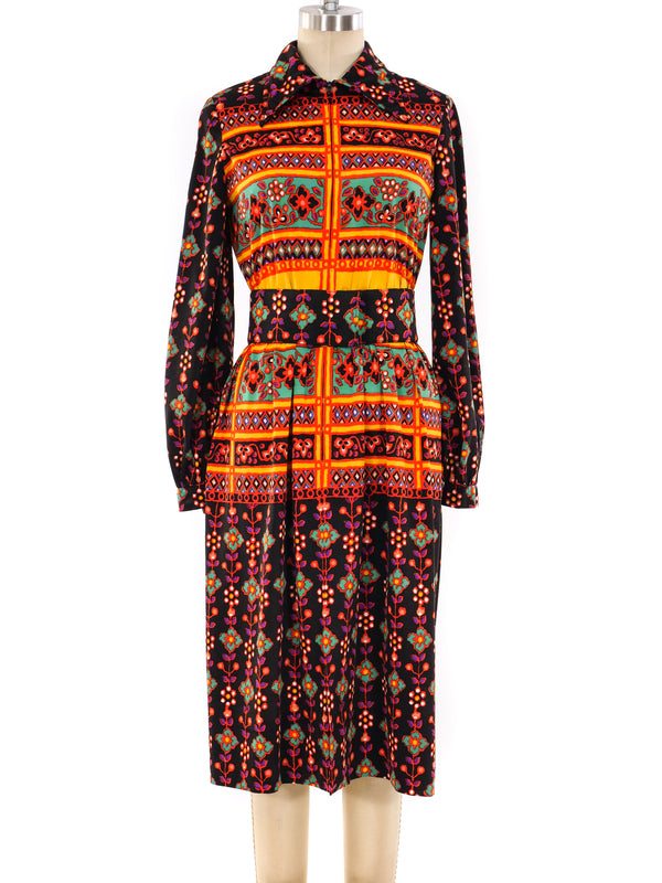 Oscar de la Renta Floral Print Shirt Dress Dress arcadeshops.com