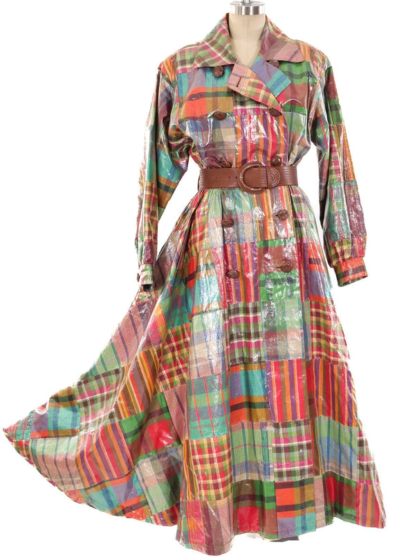 Oscar de la Renta Rainbow Plaid Raincoat Outerwear arcadeshops.com