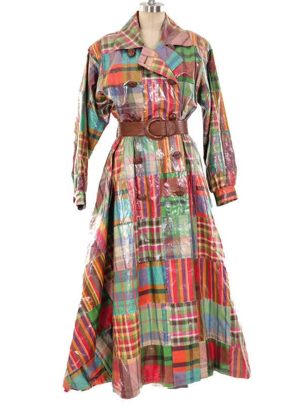Oscar de la Renta Rainbow Plaid Raincoat Outerwear arcadeshops.com