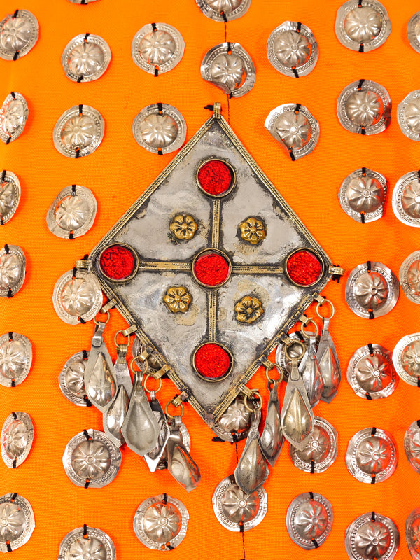 Orange Afghani Coin Embellished Coat Jacket arcadeshops.com