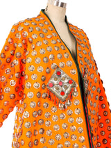 Orange Afghani Coin Embellished Coat Jacket arcadeshops.com