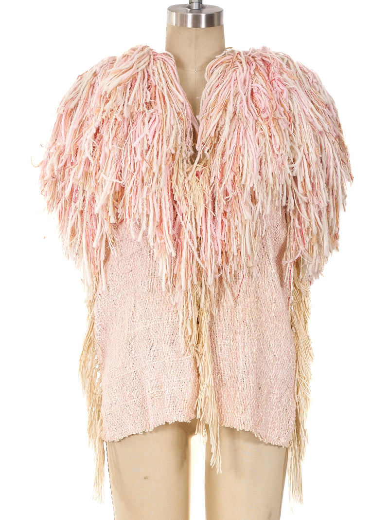 Yarn Fringe Shag Woven Vest jacket arcadeshops.com