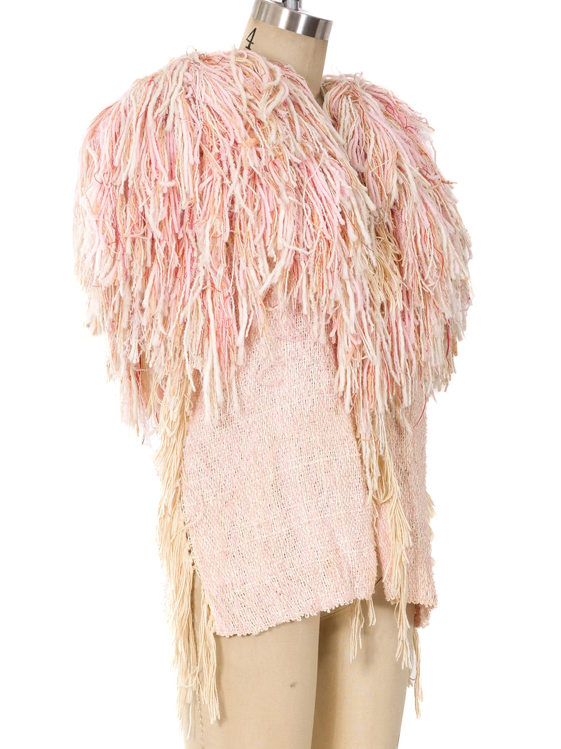 Yarn Fringe Shag Woven Vest jacket arcadeshops.com