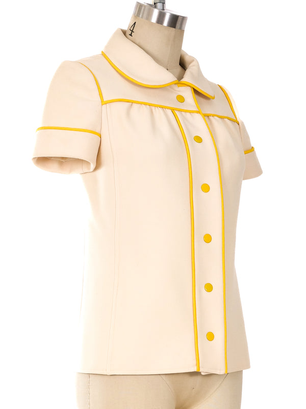 Courreges Yellow Trimmed Ivory Jacket Jacket arcadeshops.com