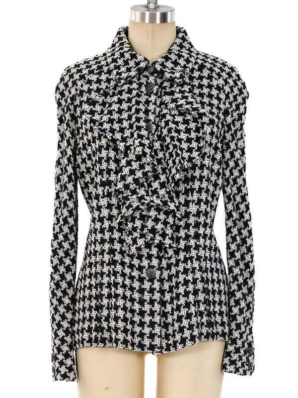 Chanel Houndstooth Ruffled Top Top arcadeshops.com