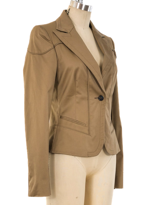 Gucci Khaki Cropped Blazer Jacket arcadeshops.com