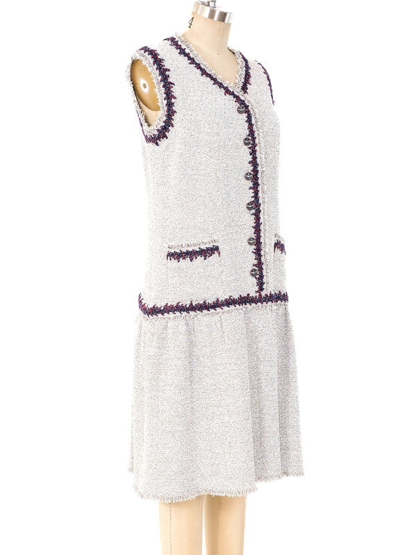 Chanel Fringe Trimmed Tweed Dress Dress arcadeshops.com